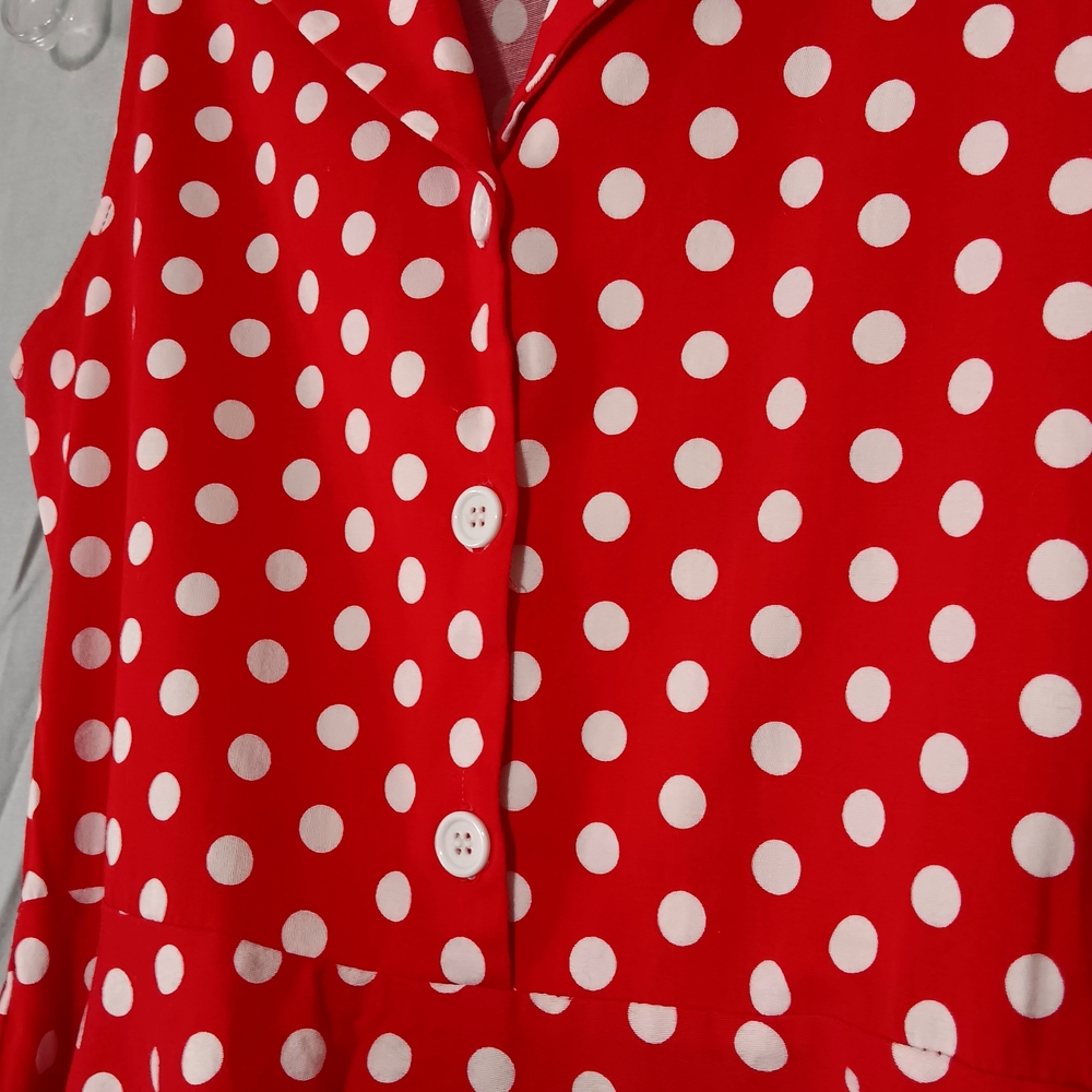 Grace Karin Red Midi Dress with White Polka Dots - Picture 3 of 7